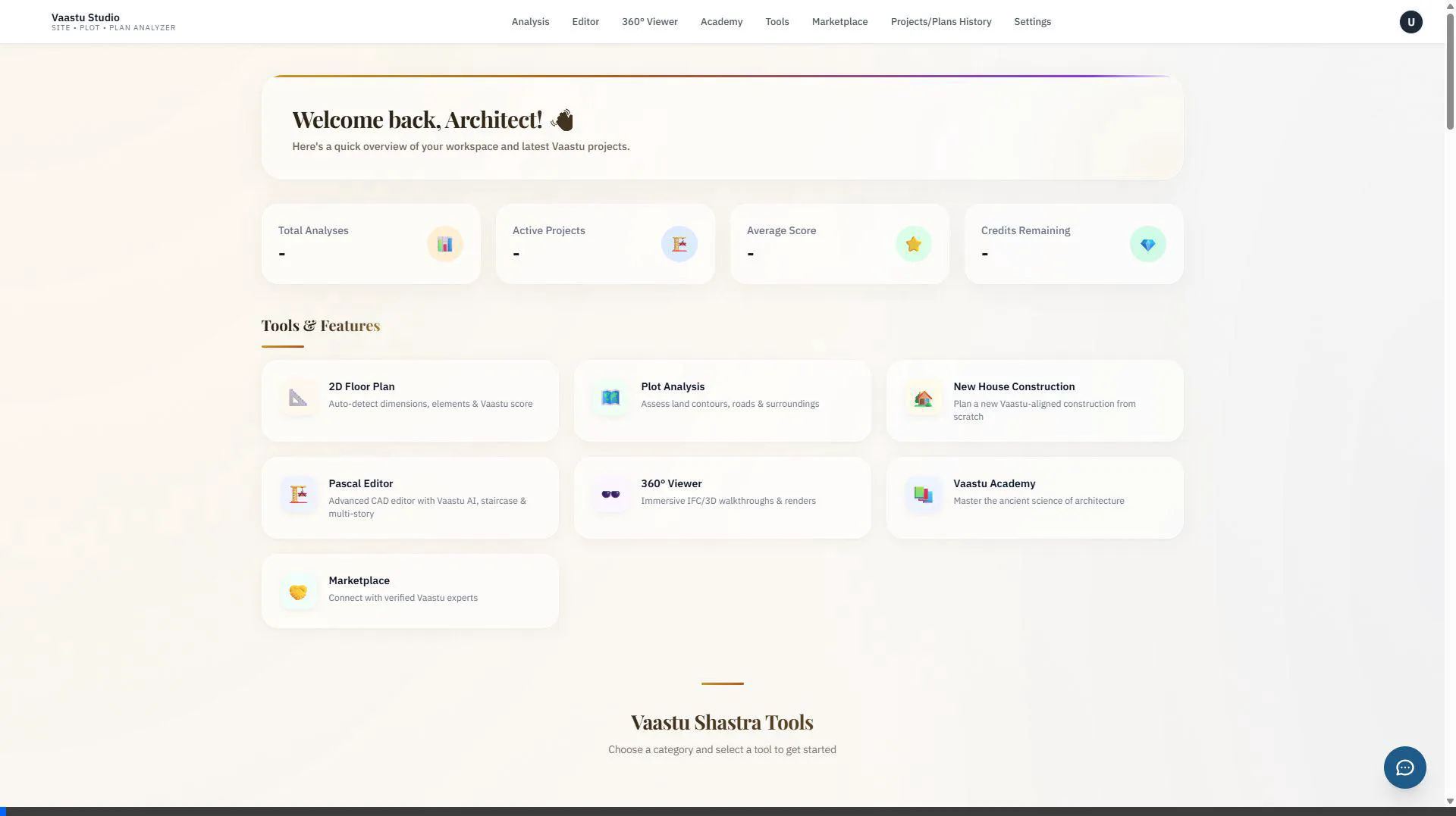 AAYA Vaastu Studio Dashboard